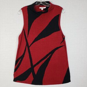 Chico's Knit Top Tunic Rayon Mock Neck Sleeveless Abstract Print size 2/L